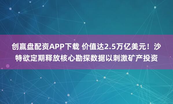 创赢盘配资APP下载 价值达2.5万亿美元！沙特欲定期释放核心勘探数据以刺激矿产投资