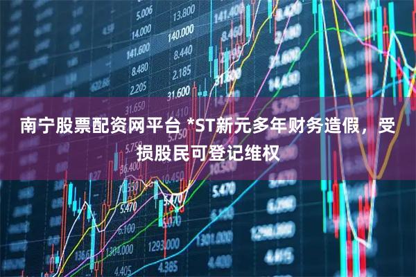 南宁股票配资网平台 *ST新元多年财务造假，受损股民可登记维权