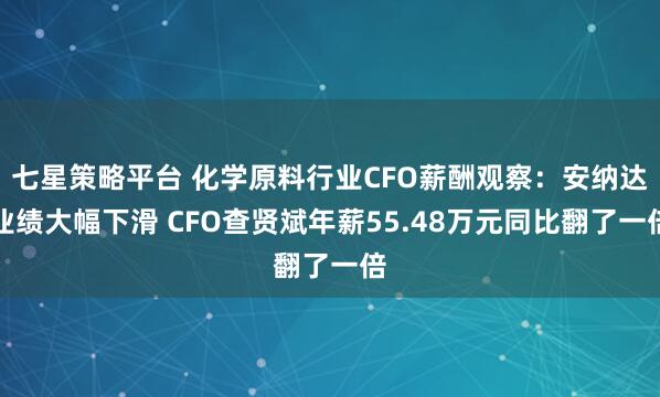 七星策略平台 化学原料行业CFO薪酬观察：安纳达业绩大幅下滑 CFO查贤斌年薪55.48万元同比翻了一倍