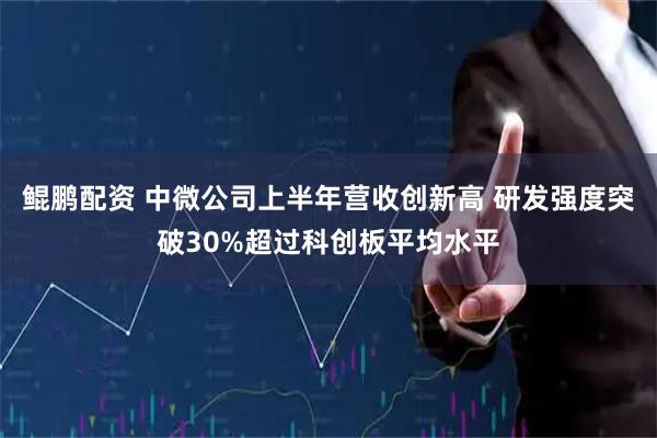 鲲鹏配资 中微公司上半年营收创新高 研发强度突破30%超过科创板平均水平